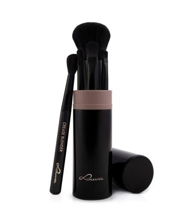 Buy Luvia Travel Make-Up Brush Set - 5 Vegan Cosmetic Brushes with Storage | Black/Espresso - Buy Online on GoSupps.com
