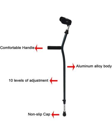 Forearm Crutches for Adults Adjustable Aluminum Canes for Walking Arm Crutches for Men with Handle Pad Lightweight Adjustable Crutches (Size : 1 Pair) Double The Comfort Independence - Buy Online on GoSupps.com