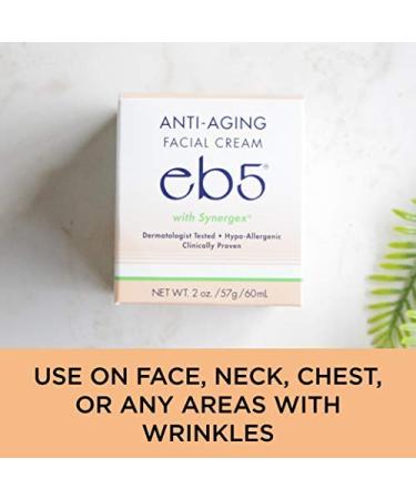 eb5 Anti-Aging Face & Neck Cream with Synergex Formula for Men/Women | Alleviates Appearance of Fine Lines & Wrinkles | Vitamin E, A, B5, Oat Kernel Complex | 2 Oz - Buy Online on GoSupps.com