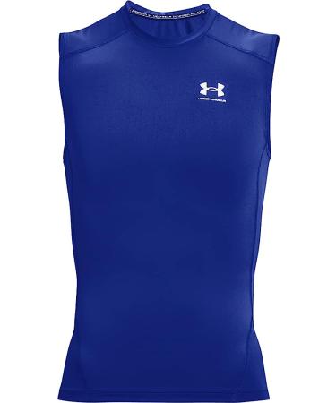 Under Armour Men's HeatGear Compression Sleeveless T-Shirt - Royal Blue/White, X-Large - Buy Online on GoSupps.com