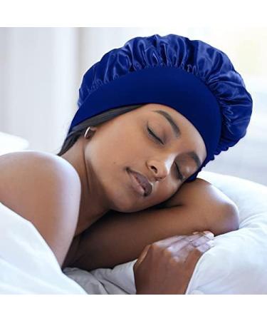 LADES Silk Satin Bonnet-4 Packs Women Satin Hair Bonnet for Curly Hair Satin Bonnet Silk Sleep Cap Silk Hair Wrap for Sleeping Black Hair Black+Purple+Red+Sapphire blue - Buy Online on GoSupps.com
