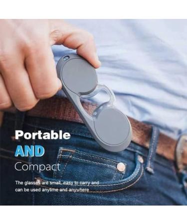 Qieu Portable Mini-Nose Clip Reading Glasses - Anti-Blue Rectangular Design for Men & Women (+2.5) with Case - Ship Internationally - Buy Online on GoSupps.com