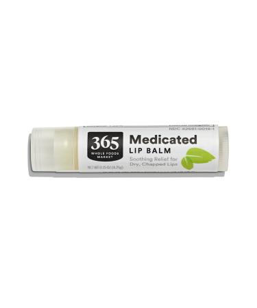 365 by Whole Foods Market Medicated Lip Balm Soothing Relief for Dry Chapped Lips 0.15 Ounce