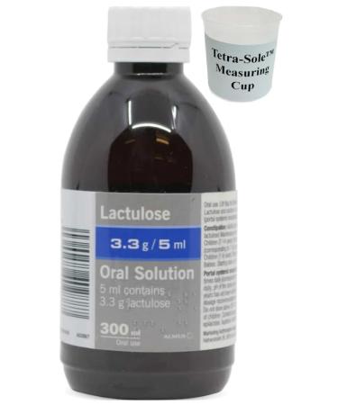Lactulose Oral Solution + Free Tetra-Sole Measuring Cup: Constipation Relief with Free Measuring Cup: Powerful Laxative Works in 8 Hours: 500ML/300ML (300) 500 ml (Pack of 1)