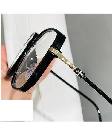 Fuqinqingoz Blue Light-Blocking Reading Glasses | Oversized Square Anti-Eye Light Mirror Glasses (+250 Transparent) - Buy Online on GoSupps.com