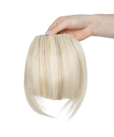 SEGO Clip in Pony Hairpiece Extensions Fringe Bangs One Piece In Front Hair Extension like Real Hair Ash Blonde & Bleach Blonde