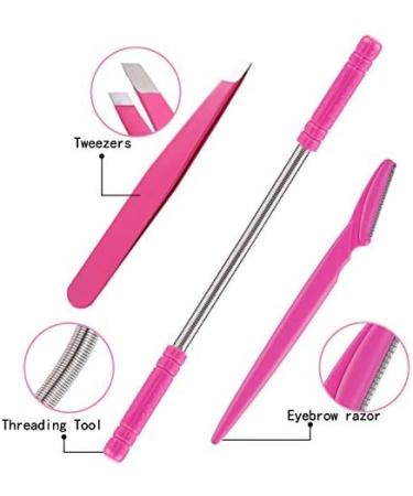 Kapmore Hair Removal Spring for Upper Lip, Chin, Cheeks & Sideburns - Facial Hair Epilator with Tweezers & Eyebrow Razor (Pink) - Buy Online on GoSupps.com