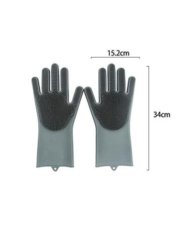 Grey Reusable Silicone Cleaning Gloves with Bristles - Magic Dishwashing Scrubber Gloves for Effective Dish Wash and Cleaning - Buy Online on GoSupps.com