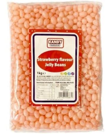 Strawberry Flavour Jelly Beans - 1KG Bag - Pink Jelly Bean Sweets - Gluten Free - Baby Shower - Gender Reveal - Party Table - Buy Online on GoSupps.com