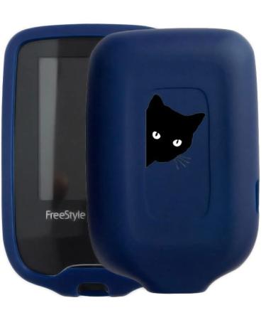 New! Premium Silicone Case with Cartoon Animal Patterns for Freestyle Libre/Freestyle Libre 2 (Continuous Glucose Monitor) (cat/Blue)