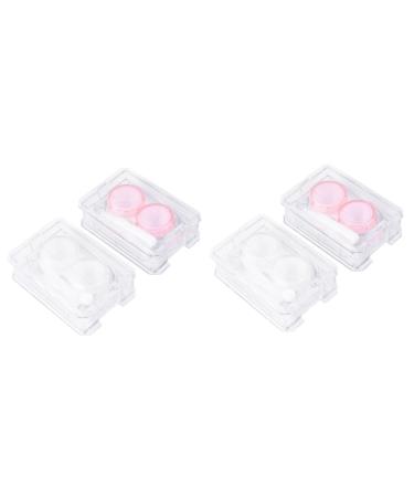 Homsfou holder 4 pieces mini container for colored contact lenses case transparent contact lens container portable lens lens holder color container cute