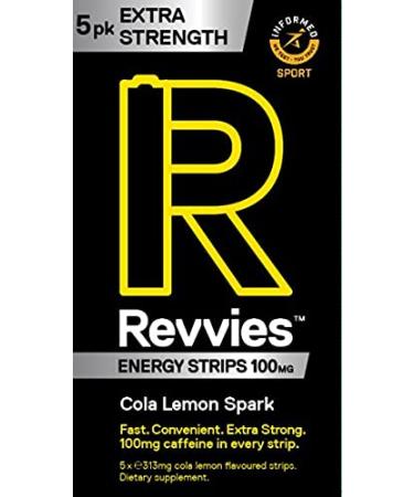 Revvies Extra Strength Energy Strips | Cola Lemon | 30 strips | 100mg Caffeine Strip | 1 strip 1.25 x energy drink | Less than 2 Calories | Vegan | 6 x 5PK
