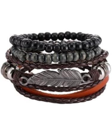 XiShiYing Mens Bracelet Braided Leather Bracelets Men and Women Cool Wrist Cuff Bracelet Mens Bracelet Adjustable Bracelet- Black G - Buy Online on GoSupps.com