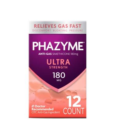 Phazyme Ultra Strength Gas & Bloating Relief Works in Minutes 12 Fast Gels (Pack of 1)