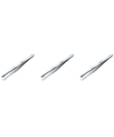 ISTOVO 3X Silver Tone Stainless Steel 3.5 inch Length Tweezer for Eyebrow