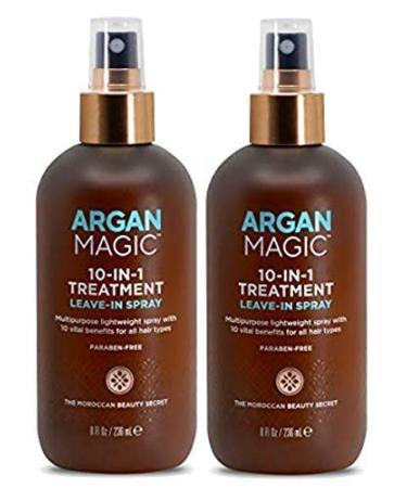 Argan Magic 10 in 1 Hair Treatment & Stylizing Spray Multipurpose Leave in Spray for all Hair Types | Made in USA | Paraben Free | Cruelty Free (8 oz/2 Pack) 4 Fl Oz (Pack of 2)