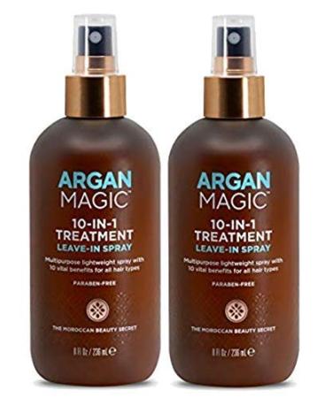 Argan Magic 10 in 1 Hair Treatment & Stylizing Spray Multipurpose Leave in Spray for all Hair Types | Made in USA | Paraben Free | Cruelty Free (8 oz/2 Pack) 4 Fl Oz (Pack of 2) - Buy Online on GoSupps.com