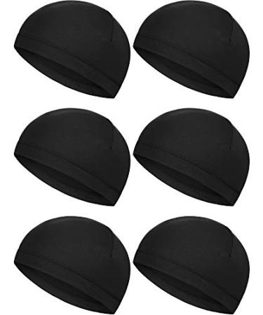 Boao 6 Pieces Skull Caps Helmet Liner Sweat Wicking Cap Running Hats Cycling Skull Caps for Men Women Black X-Large