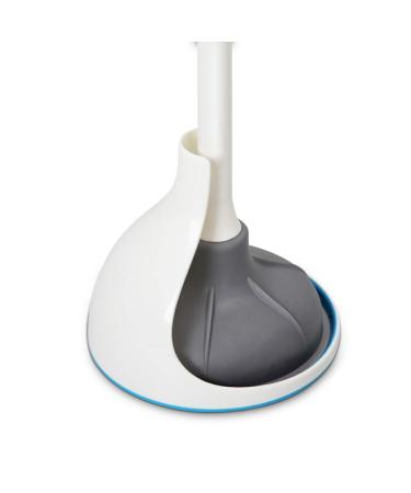 BOOMJOY Toilet Plunger with Holder Set for Bathroom Heavy Duty, White Blue