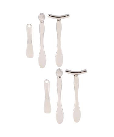 MAGICLULU 6 Pi ces masseur oculaire cuill re de massage des yeux beaut du visage rouleau massage outils de maquillage cuill re cr me maquillage pour les yeux miniature Spatule M tal