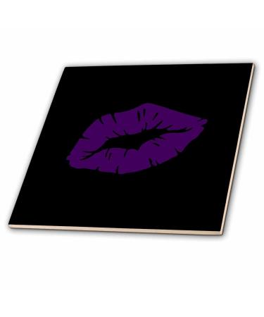 3dRose Beautiful Poweful Feminine Purple Lipstick Kiss Isolated - Tiles (ct_356868_7) 8-Inch-Glass