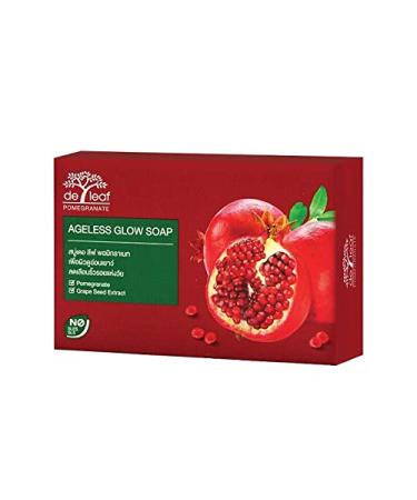 DE LEAF THANAKA Natural Pomegranate Bar Soap  Vitamin E Anti Aging Ageless Glow Youthful Beauty Deep Cleansing Hydration Moisturize Clean Face Facial Body Skin Soap  100 g 1 Pack Count Pomegranate 100 g - 1 Pack Count