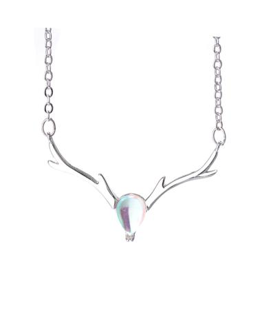 VALICLUD Necklace For Women Jewelry Moonstone Pendant Fashion Womens Elk Clavicle Chain Miss
