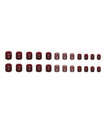 AJTUTUS French Tip False s Wine-Colored Short s Detachable Press On Full Cover False s Artificial s