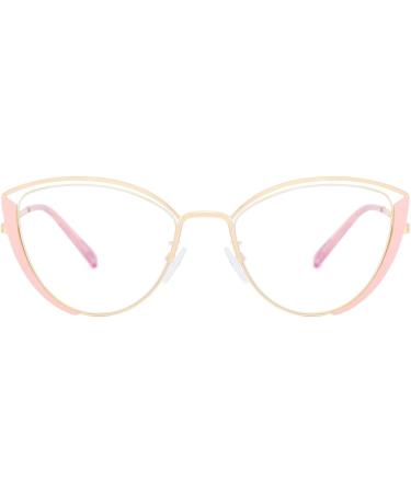 Kachawoo Anti Blue Light Glasses for Women - Cat Eye Half Frame Optical Eyewear in Pink Gold Metal - Stylish Computer Glasses - Buy Online on GoSupps.com