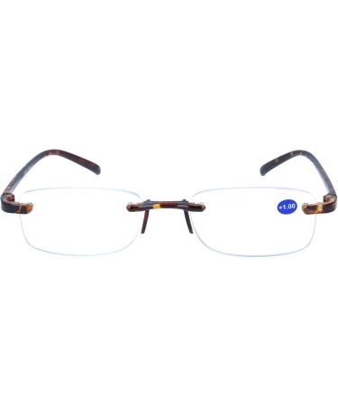 I NEED YOU LIGHT G67100 Rimless Havana Glasses - Stylish Plastic Frame with Case 2 Diopters - International Shipping Available - Buy Online on GoSupps.com