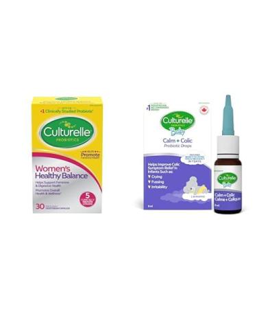 Culturelle Women's Healthy Balance Probiotic for Women 30ct + Culturelle Baby Calm Plus Colic Probiotics for Babies Drops