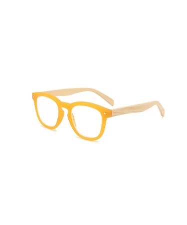 Fashion Reading Glasses for Women Men Lightweight Wooden Temples Readers Anti Eyestrain Eyeglasses (Color : Yellow Size : 1.5x)