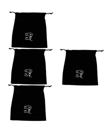 BIUDECO 4 Pcs Hair Dryer Storage Bag Mini Hair Organizer Storage Hair Dryer Travel Bag Tool Flannel Black