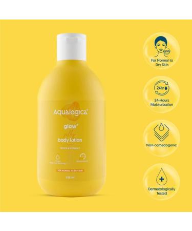 Aqualogica Glow+ Silky Body Lotion with Papaya & Vitamin C - 24HR Moisturization | 300ml (10.1 Fl Oz) - Shop Internationally - Buy Online on GoSupps.com