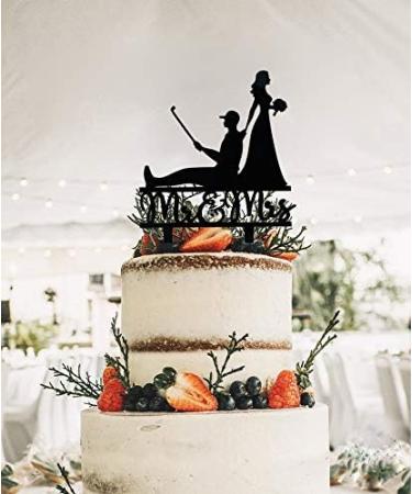 Black Mr and Mrs Wedding Cake Topper Golf Theme Wedding Bridal Shower or Anniversary Cake Topper (Golf) - Buy Online on GoSupps.com
