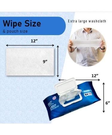 Handybath Incontinence Adult Washcloths - Scented, Extra Large 12x9 Towels - 64 Count Pack - Aloe & Chamomile Cleaning Wipes for Senior Care or Outdoor Activities - Buy Online on GoSupps.com