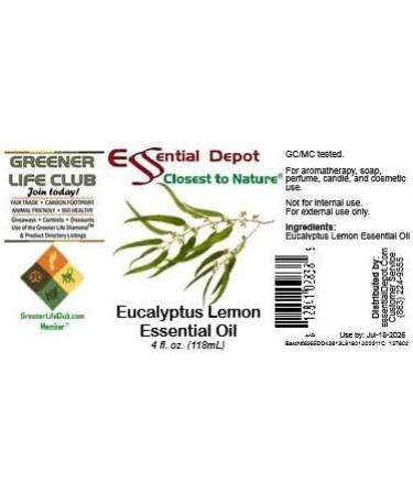Essential Depot Eucalyptus Lemon Essential Oil - 4 oz - GC/MS Tested - Supplied in 4 oz. Amber Glass Bottle with Black Phenolic Cone Lined and Safety Sealed Cap - Buy Online on GoSupps.com