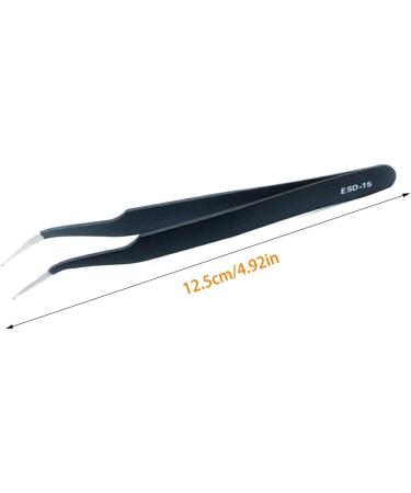 Dajidafu Stainless Steel Tweezers Anti-static Curved Nail Art Picking Pointed Rhinestones Nippers Elbow Precision Tools - Buy Online on GoSupps.com