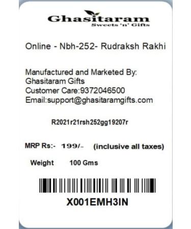 Ghasitaram Gifts Rakhi for Brother Rakhis Online -Nbh-252- Rudraksh Rakhi - Buy Online on GoSupps.com
