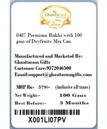 Ghasitaram Gifts Rakhi for Brother Rakhis Online - Set of 2 8469 8487 Premium Rakhis with 100 GMS of Dryfruits Mix Can - Buy Online on GoSupps.com