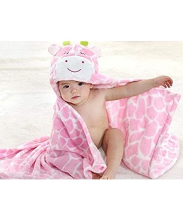 Hilmocho Baby Hooded Blanket: Soft Coral Fleece Swaddle Wrap - Pink Giraffe Design - Buy Online on GoSupps.com