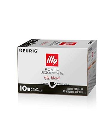 illy Forte K Cup Coffee Pod, Bold and Intense, Extra Dark Roast Coffee K-Cups, Made with 100% Arabica Coffee, All-Natural, No Preservatives, Coffee Pods for Keurig Coffee Machines, 10 Count Forte Dark Roast 10 Count (Pac