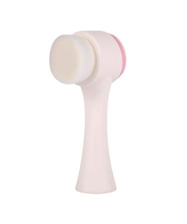 Facial Cleansing Brush Soft Double Sides Deep Cleaning Face Brush Silicone Face Exfoliator Brush Cleanser with Handle for Skincare - Pink