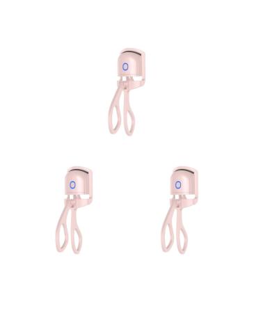 3 Set Portable Heated Eyelash Curler Type C Rechargeable Fast Heating Tool Mini Pink 3 Set Detachable Pink