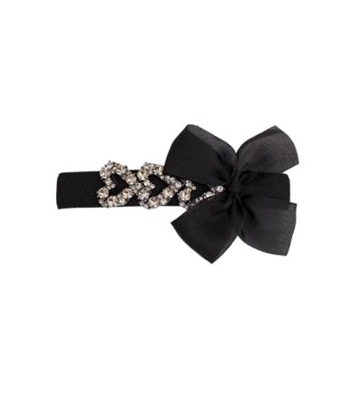 Hair Barrettes for Women Female Love Rhinestone Fabric Bow Hair Clip Hair Accessories 1 count (Pack of 1) Black