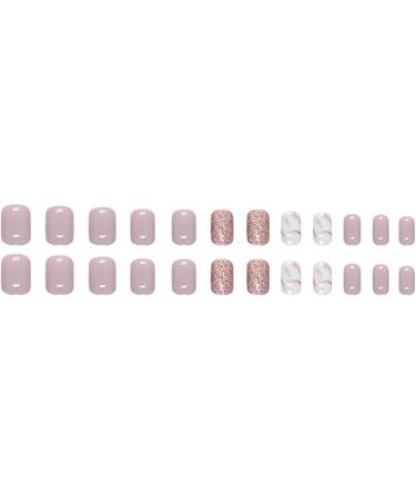 SINLOV Short Nude Pink Glitter Fake Nails Square French False Nails Glossy Press on Nails Ballerina Acrylic Full Cover Nails for Women and Girls - Buy Online on GoSupps.com