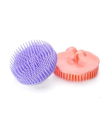 Hair Scalp Brush Dandruff Cleaning Brush Shower Scalp Shampoo Brush Scalp Massager Pack of 2 (Orange and Violet)