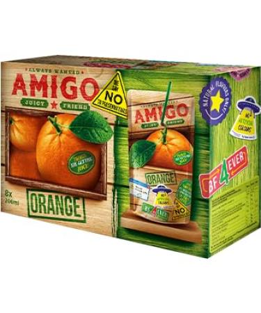 Amigo Juicy Friend Soft Drinks 200ml Pack of 8 – Always Wanted (Orange, 1 Can)