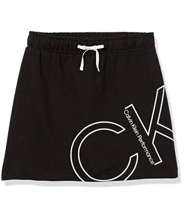 Calvin Klein Girls' Performance Sport Skooter Skirt, Black Outline, 8-10