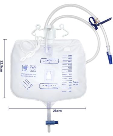 Urine Drainage Bags 2000ml Capacity Leg Bag Urine Collection Bag with Tubing Anti-Reflux Valve (5Pcs) - Buy Online on GoSupps.com